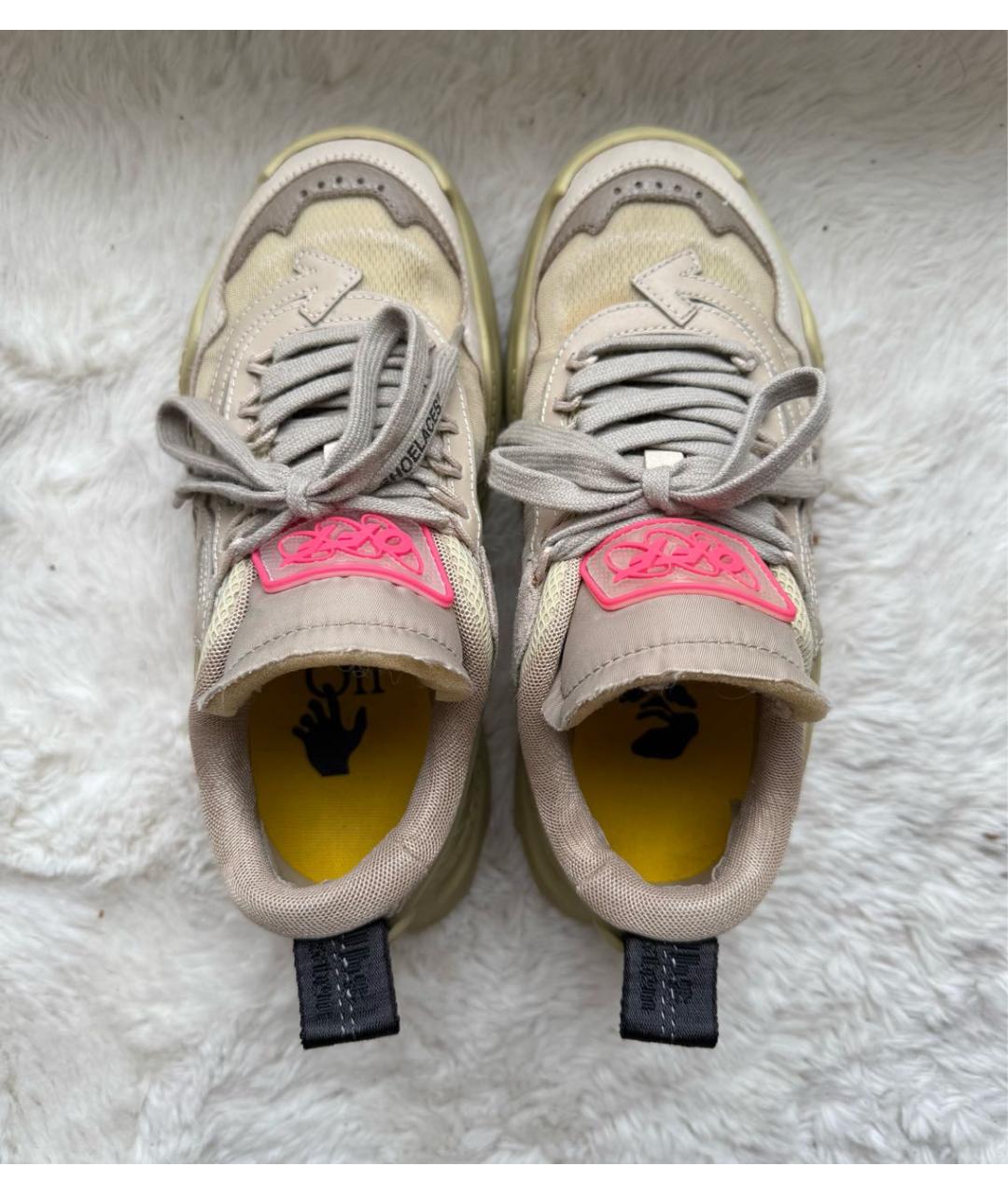OFF-WHITE Хаки кожаные кроссовки, фото 3