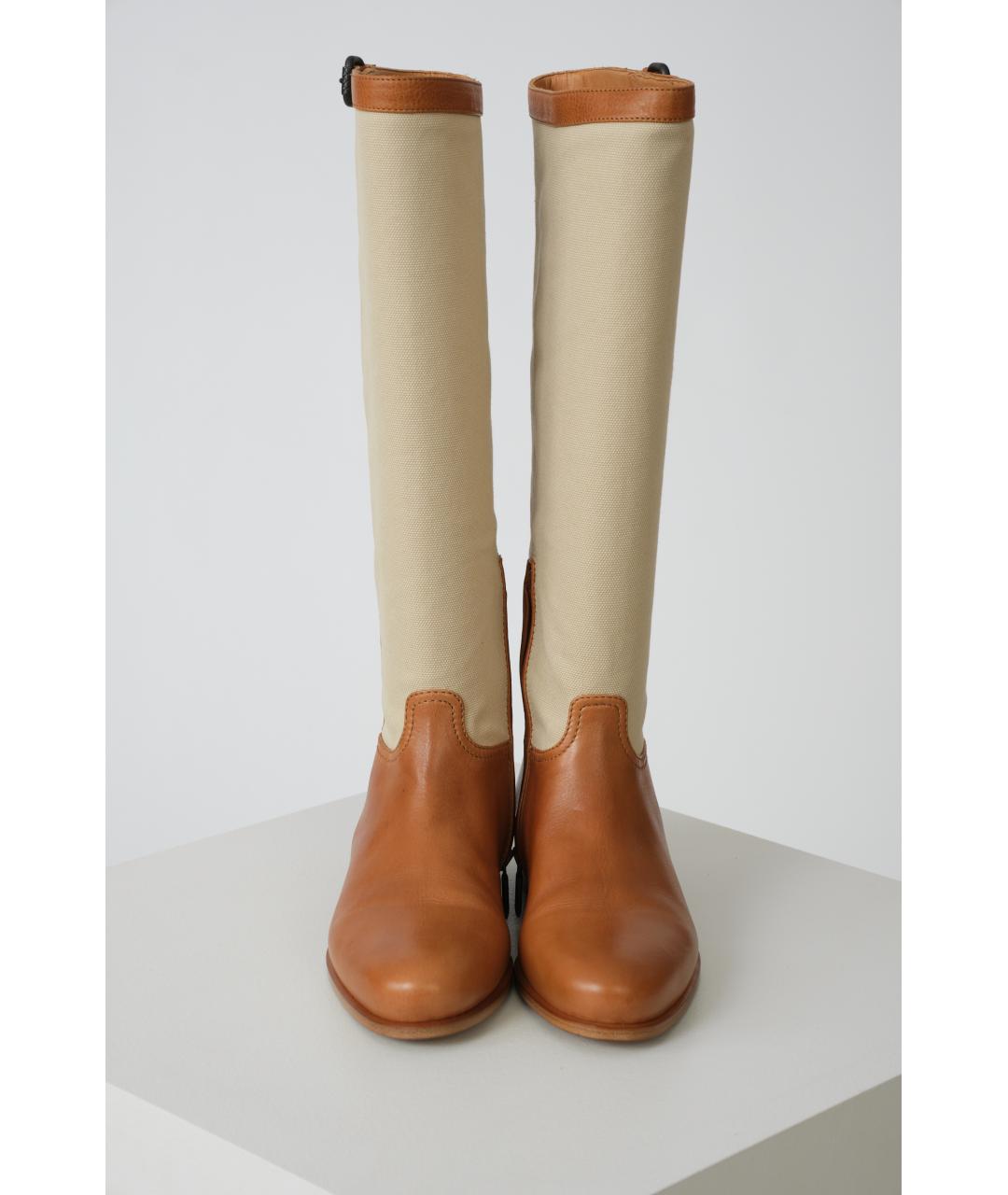 BOTTEGA VENETA Бежевые кожаные сапоги, фото 4