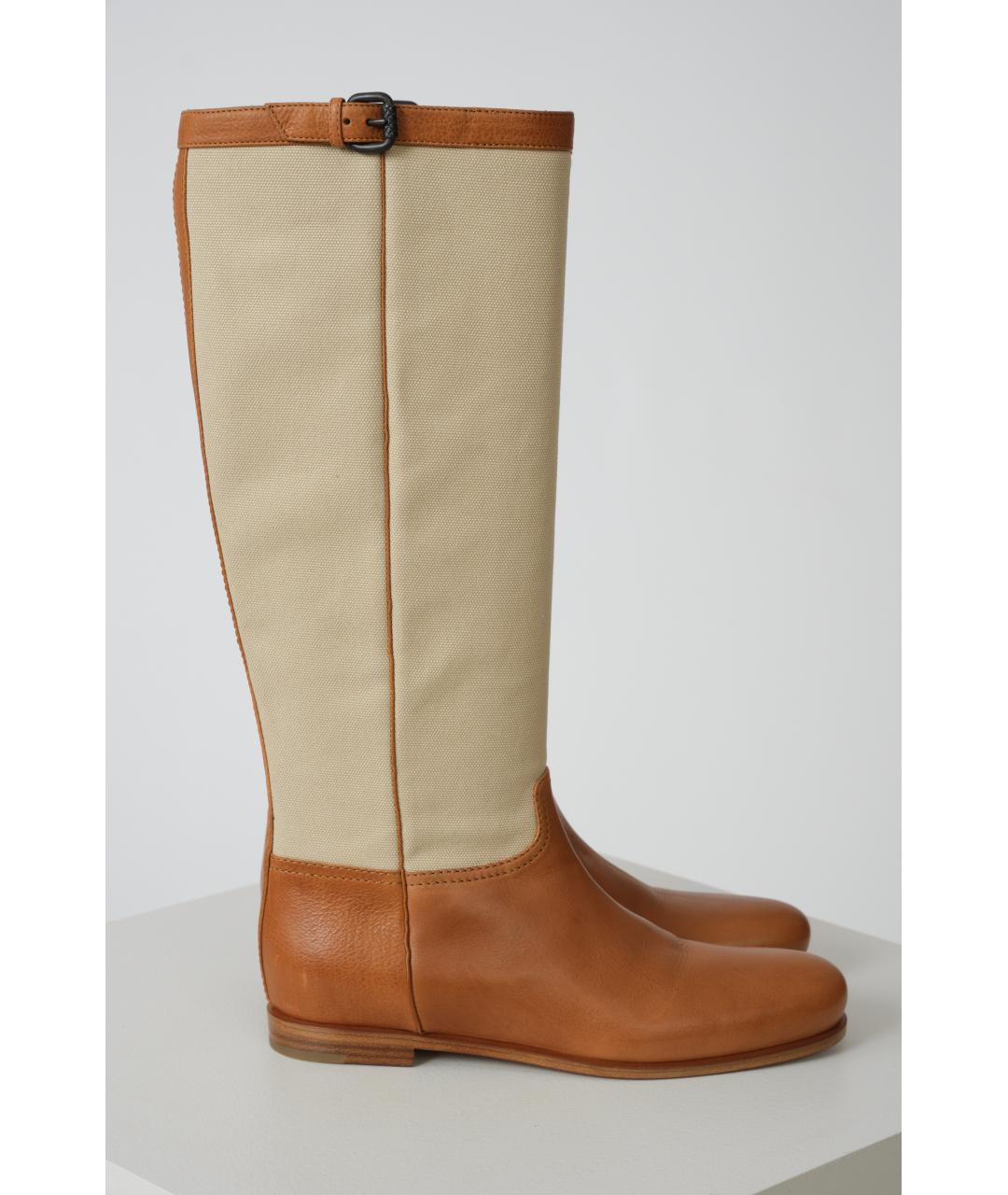 BOTTEGA VENETA Бежевые кожаные сапоги, фото 6