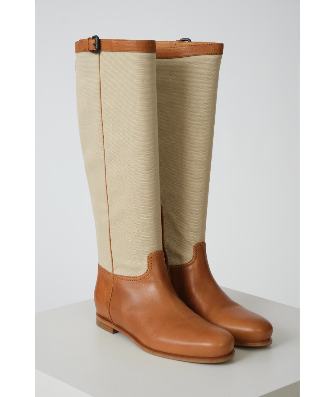 BOTTEGA VENETA Бежевые кожаные сапоги, фото 2