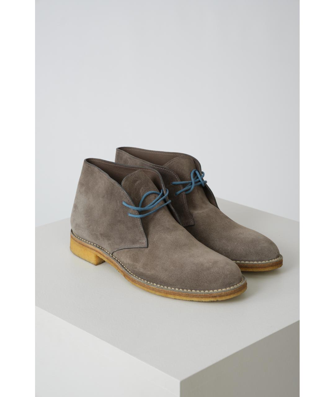 BOTTEGA VENETA Серые замшевые ботинки, фото 2