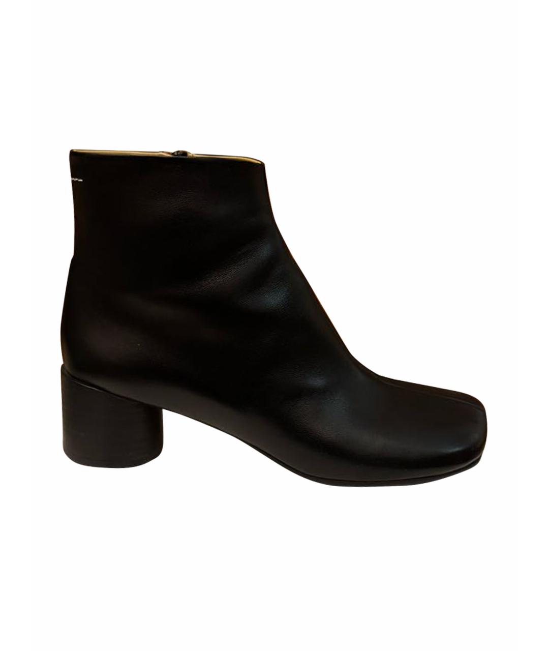 MM6 MAISON MARGIELA Черные кожаные ботильоны, фото 1