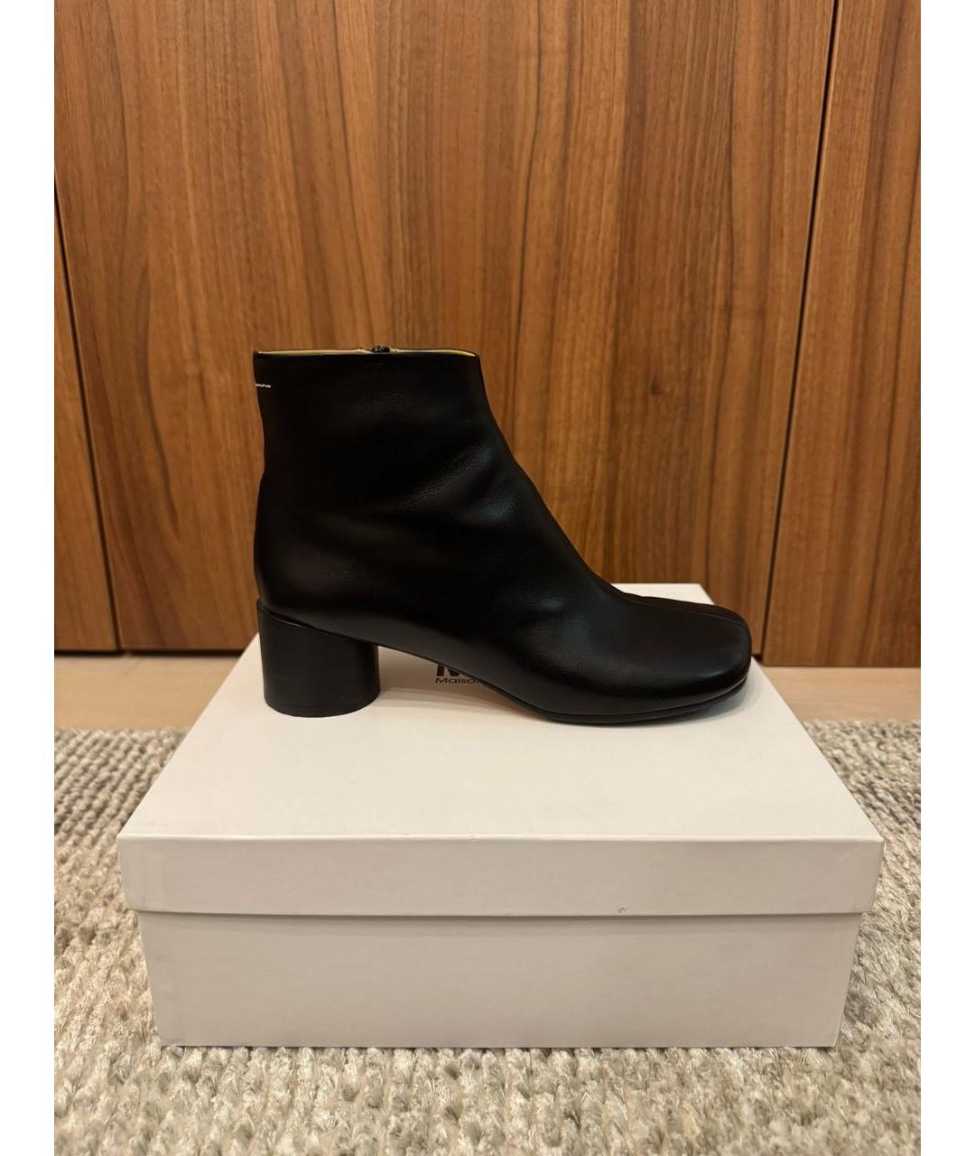 MM6 MAISON MARGIELA Черные кожаные ботильоны, фото 9