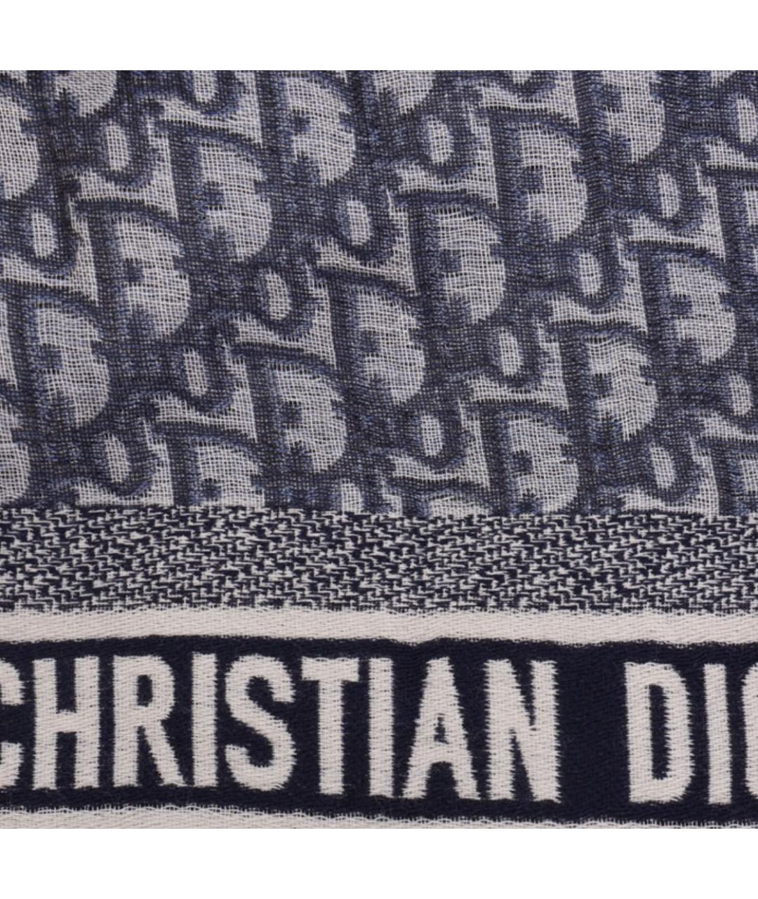 CHRISTIAN DIOR Серый шерстяной платок, фото 4
