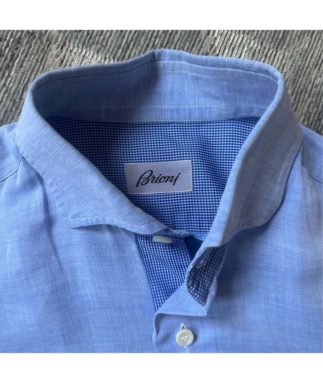 BRIONI Голубая льняная рубашка, фото 3