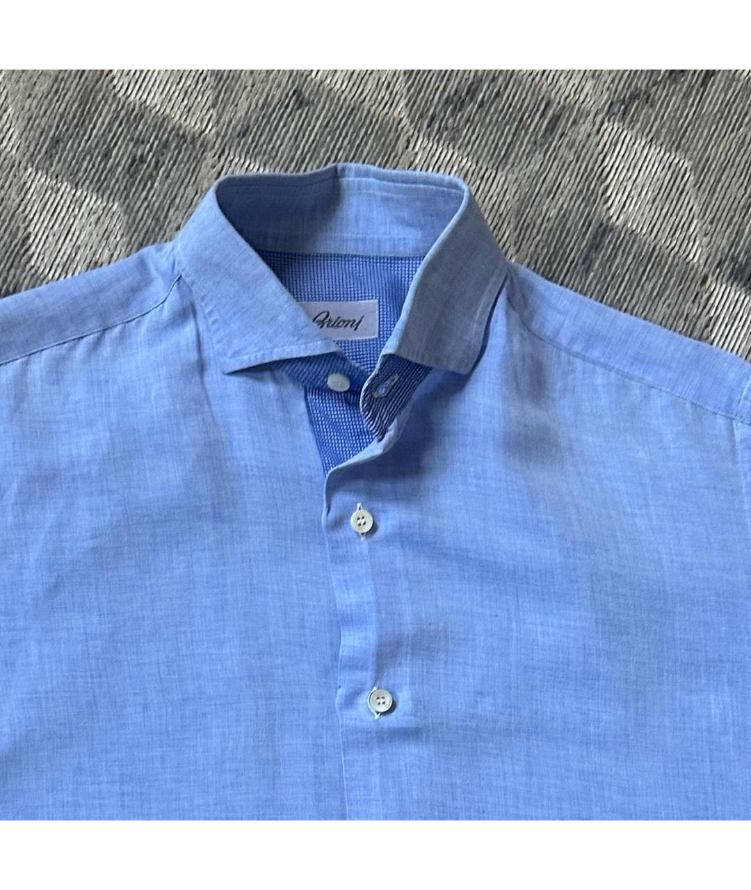 BRIONI Голубая льняная рубашка, фото 8