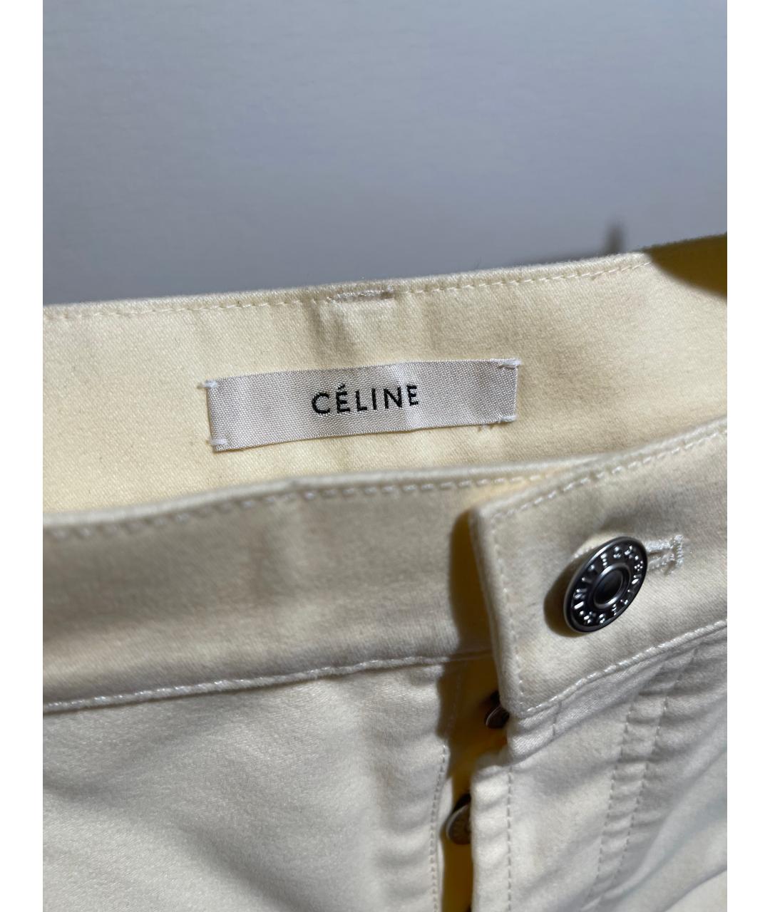 CELINE Бежевые хлопковые прямые брюки, фото 3