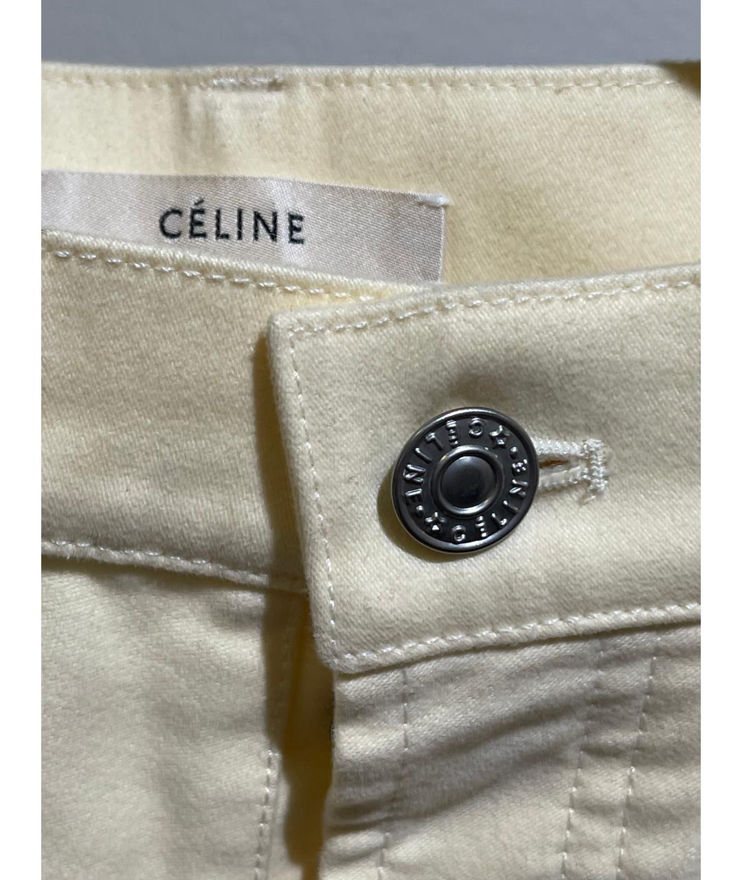 CELINE Бежевые хлопковые прямые брюки, фото 4