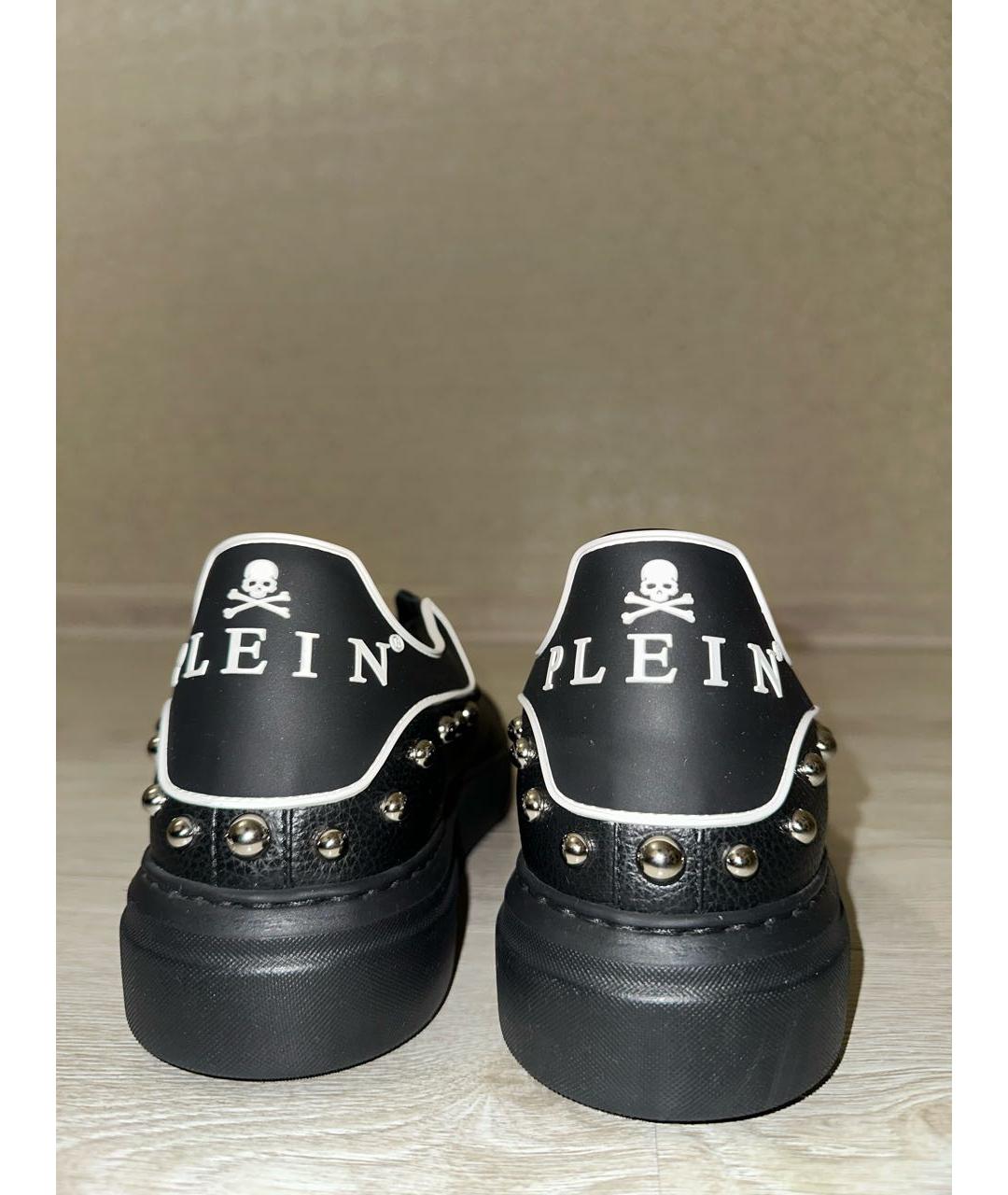 PHILIPP PLEIN Черные кожаные кеды, фото 4