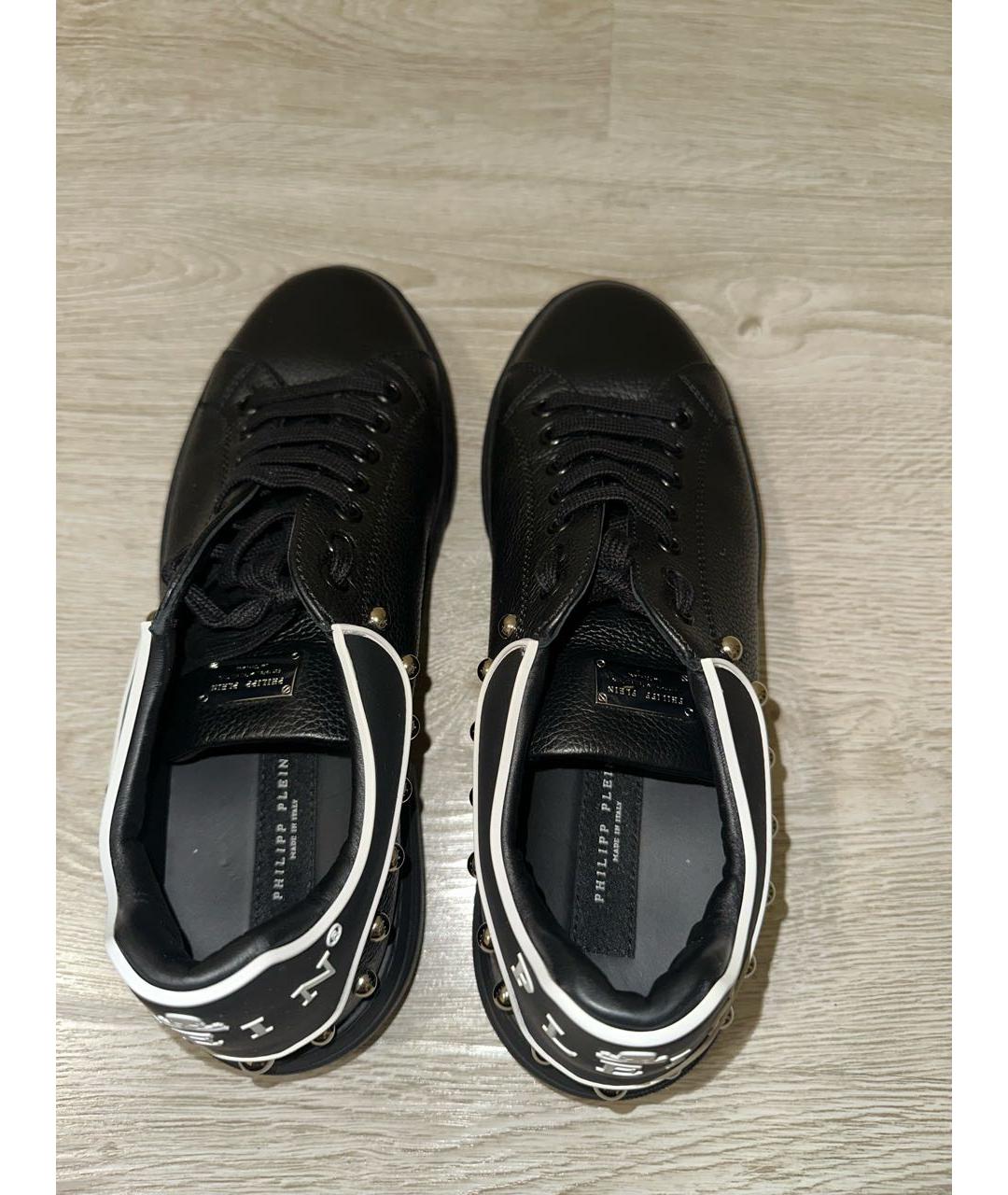 PHILIPP PLEIN Черные кожаные кеды, фото 3