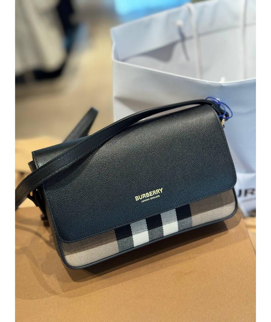 BURBERRY Черная кожаная сумка через плечо, фото 2