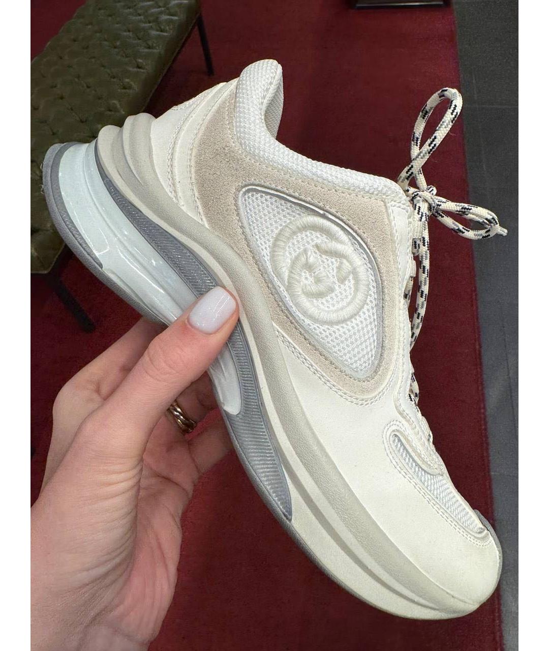 GUCCI Белые кожаные кроссовки, фото 7