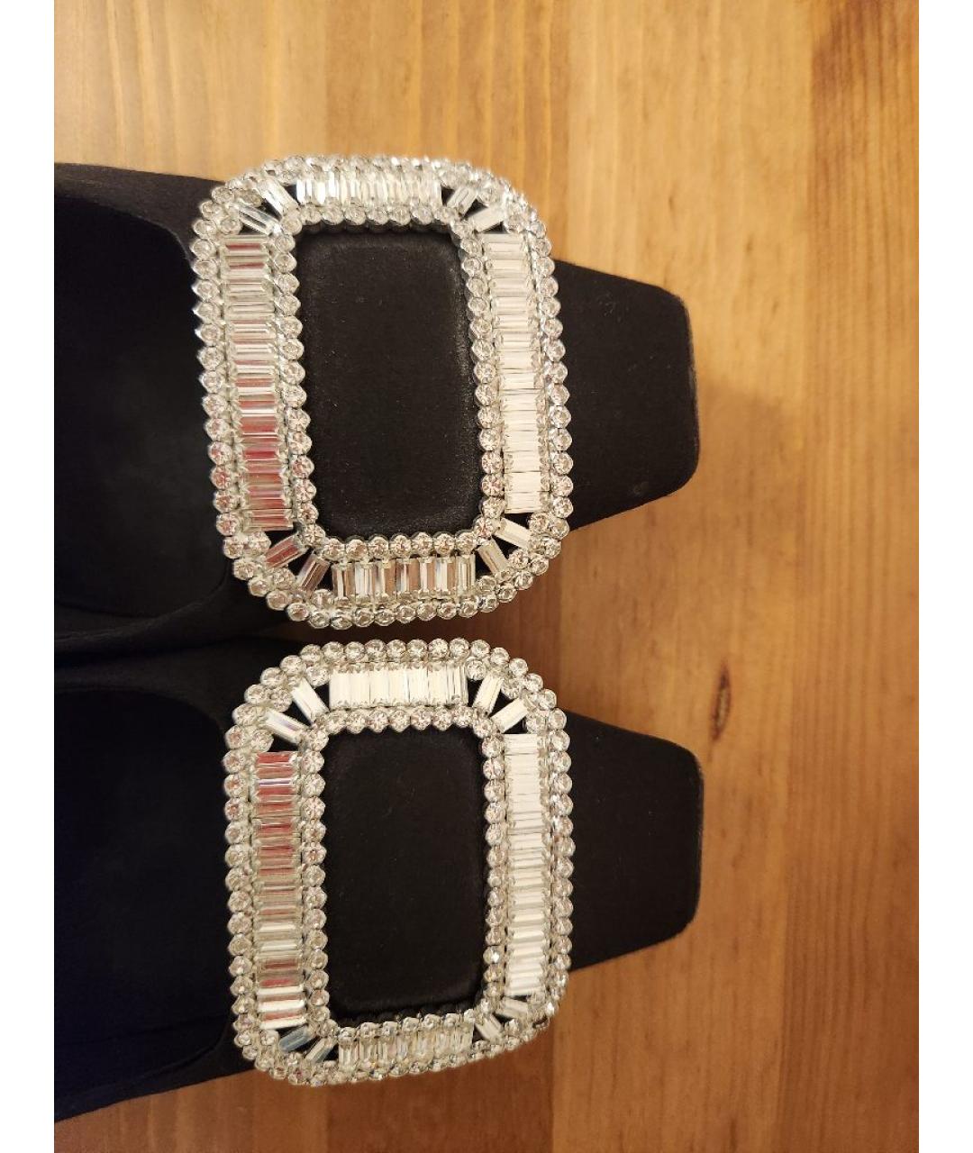 ROGER VIVIER Черные текстильные лодочки на низком каблуке, фото 5