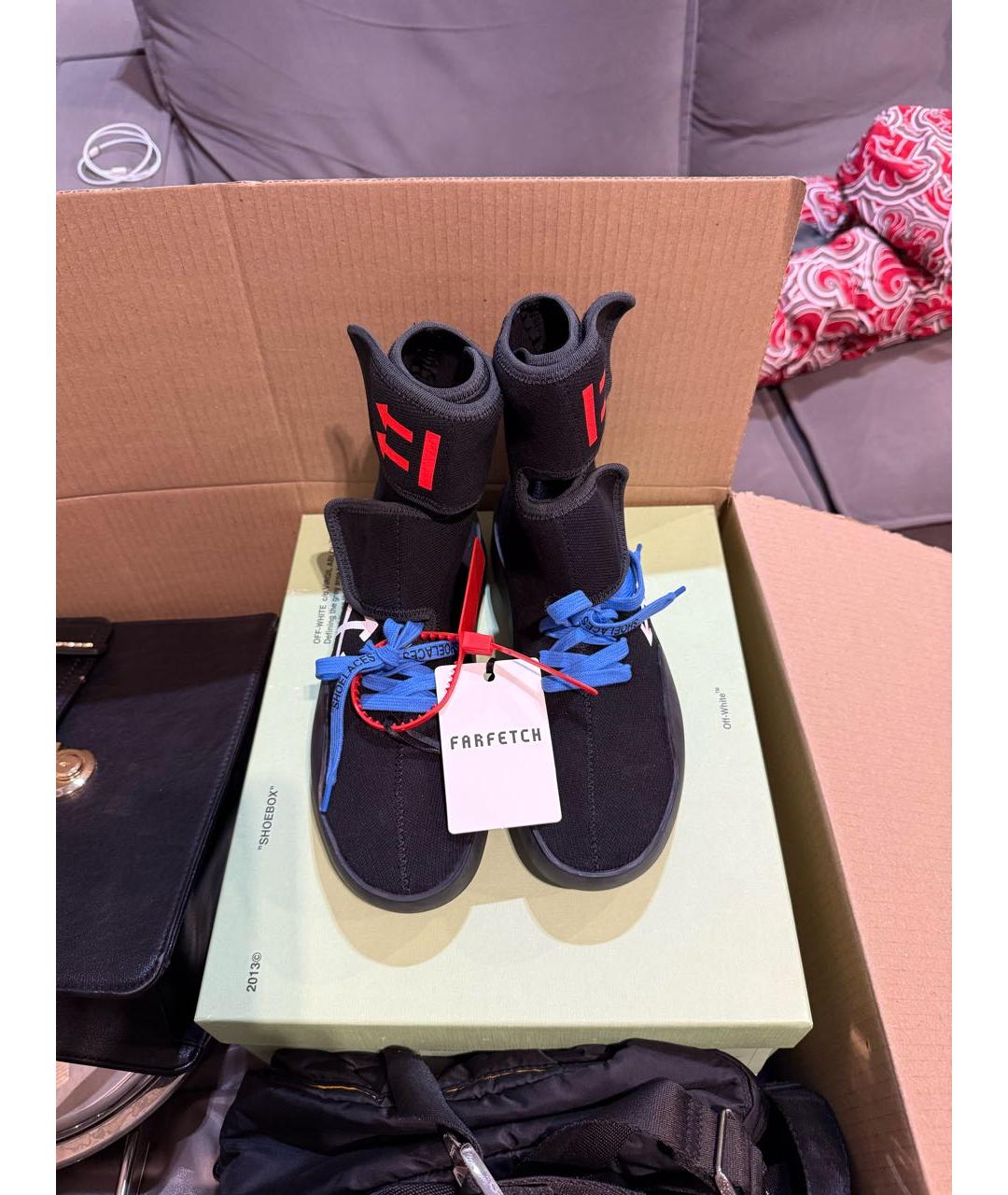 OFF-WHITE Черные текстильные кроссовки, фото 2