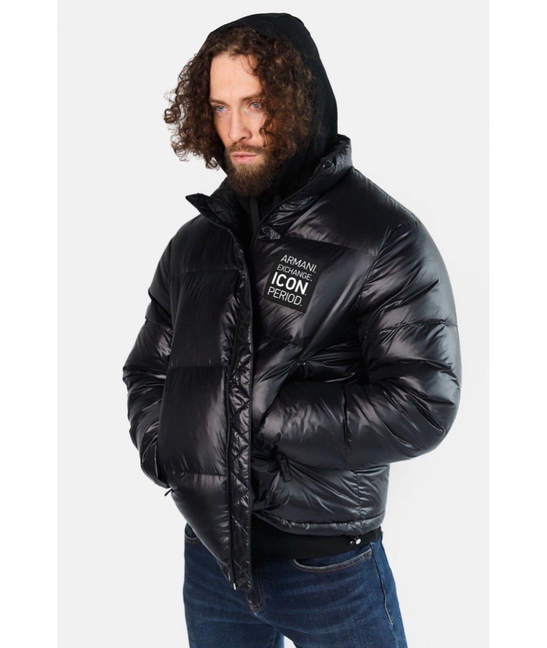 ARMANI EXCHANGE Черный полиамидовый пуховик, фото 7