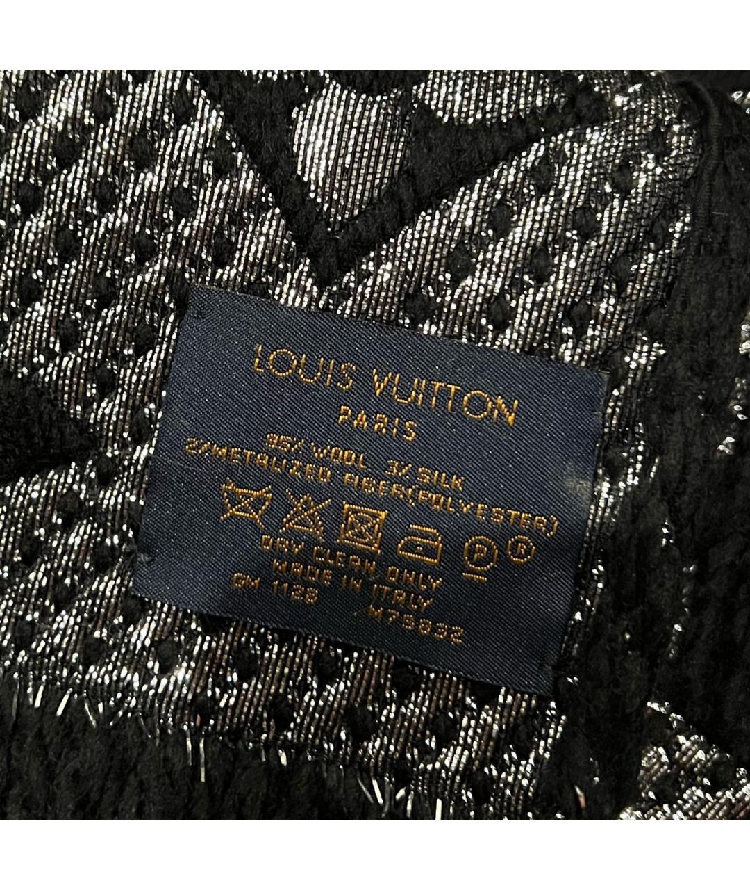 LOUIS VUITTON Черный шерстяной шарф, фото 4