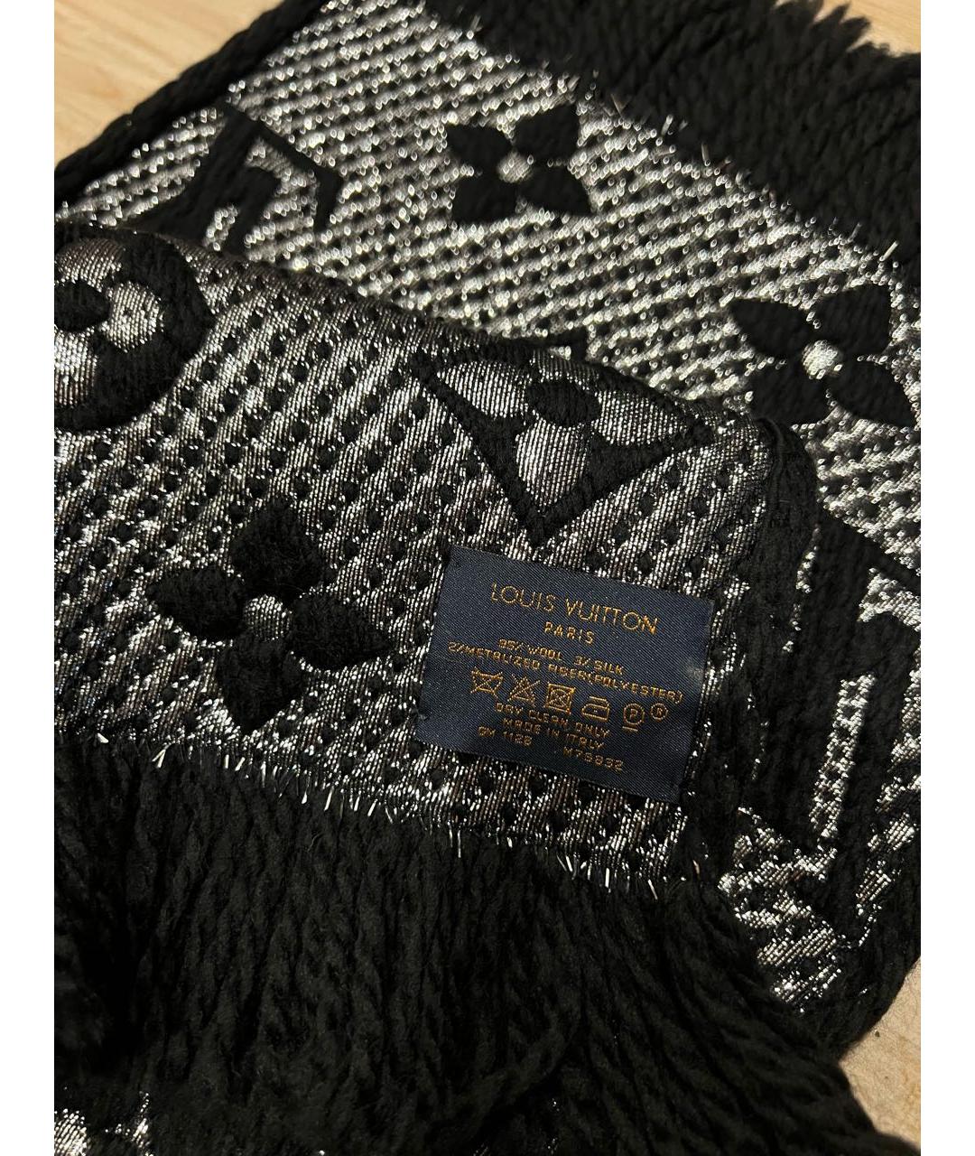 LOUIS VUITTON Черный шерстяной шарф, фото 2
