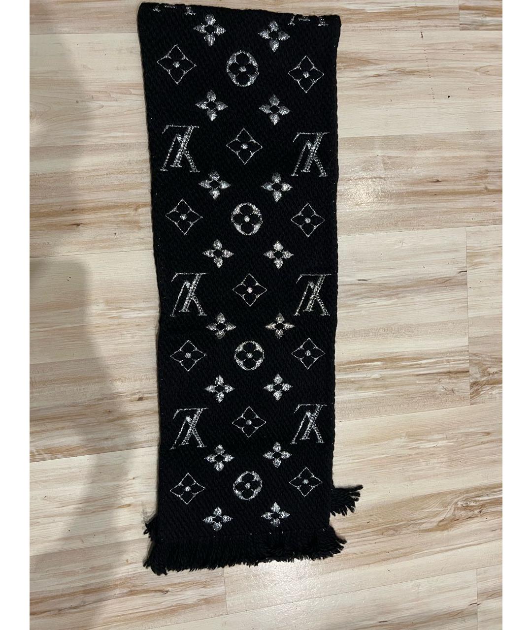 LOUIS VUITTON Черный шерстяной шарф, фото 6