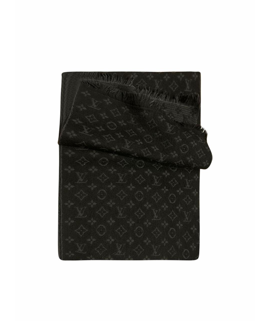 LOUIS VUITTON Черный шерстяной шарф, фото 1