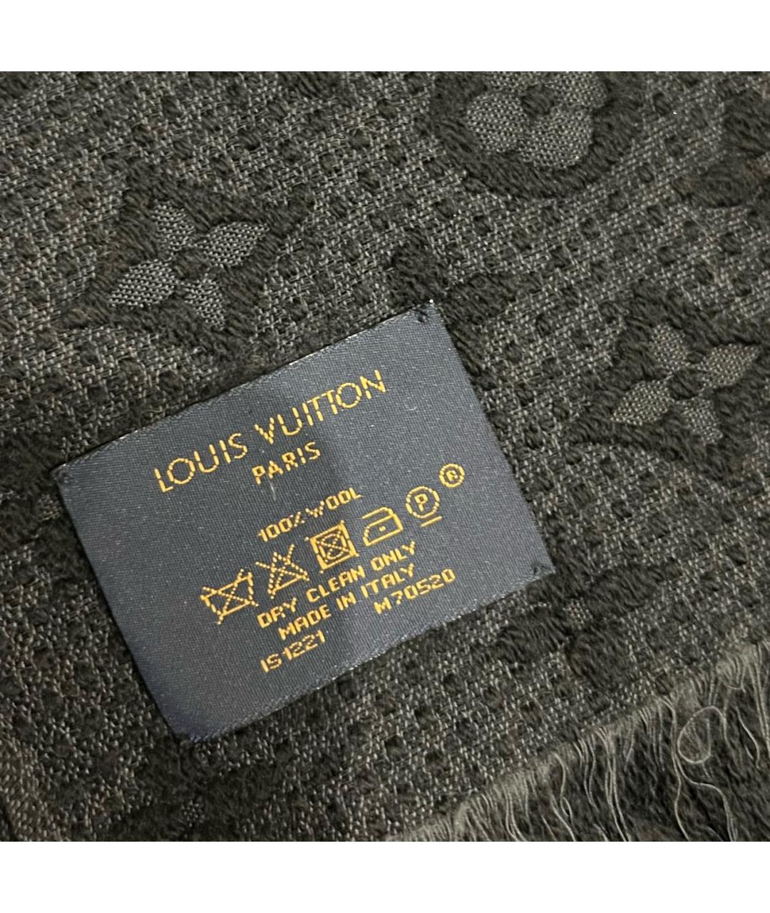 LOUIS VUITTON Черный шерстяной шарф, фото 4