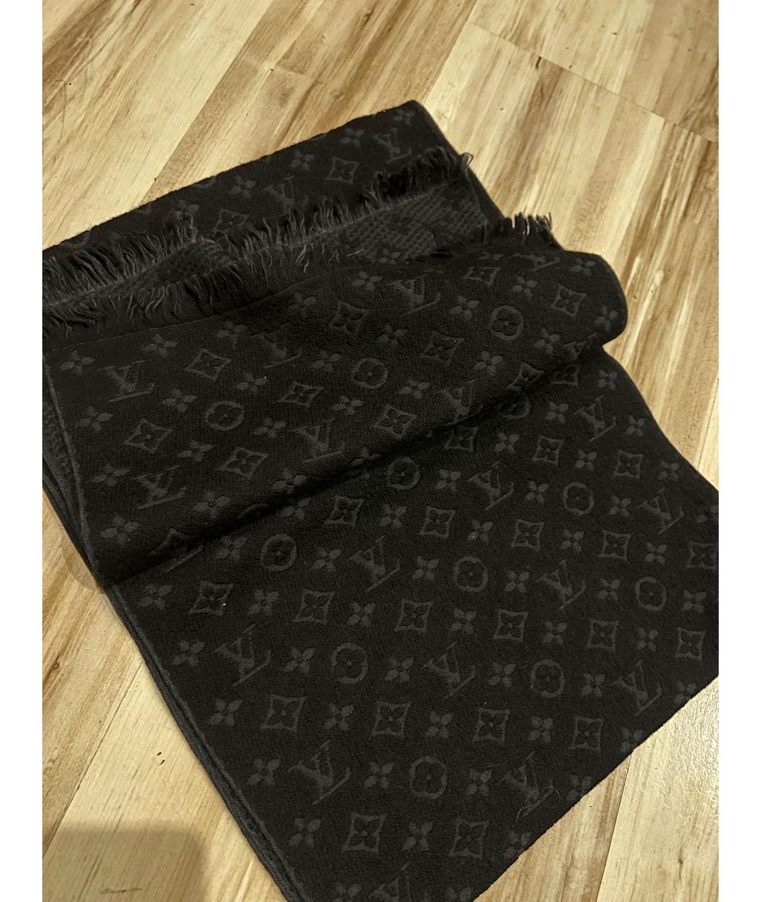 LOUIS VUITTON Черный шерстяной шарф, фото 5