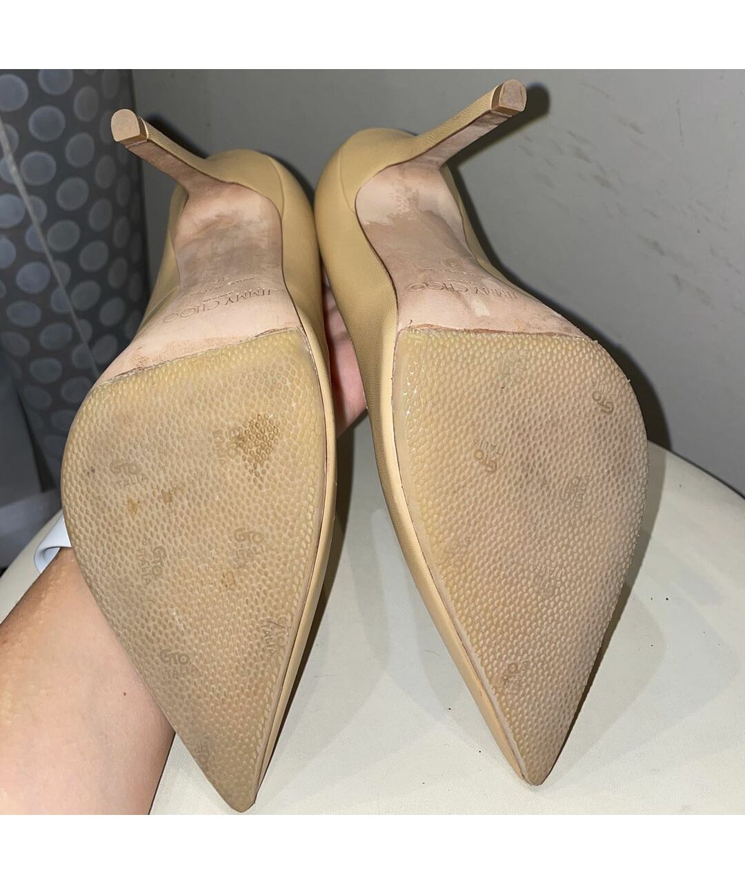JIMMY CHOO Бежевые кожаные туфли, фото 7