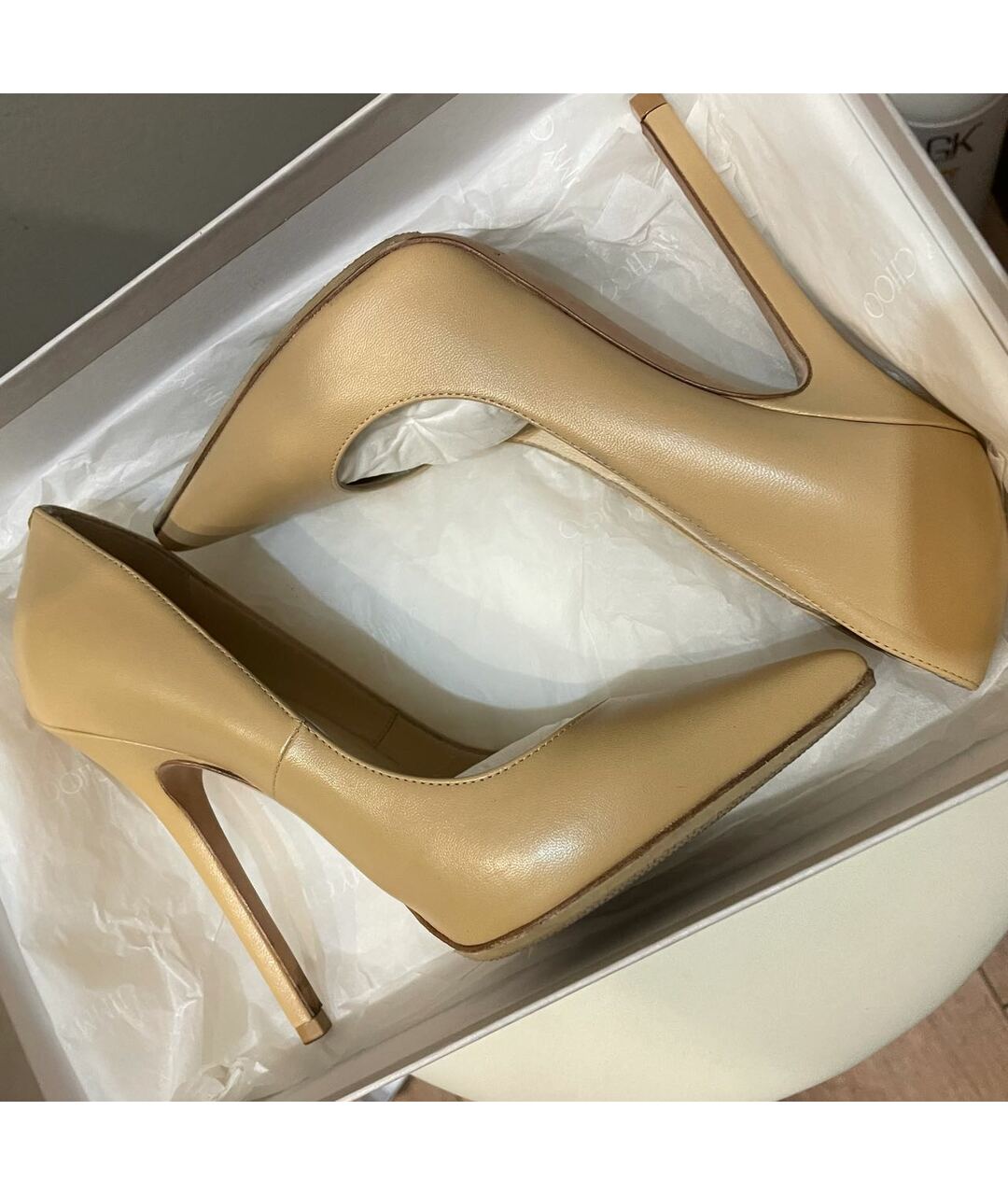 JIMMY CHOO Бежевые кожаные туфли, фото 8