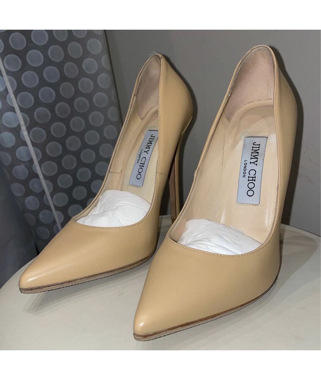 JIMMY CHOO Бежевые кожаные туфли, фото 3