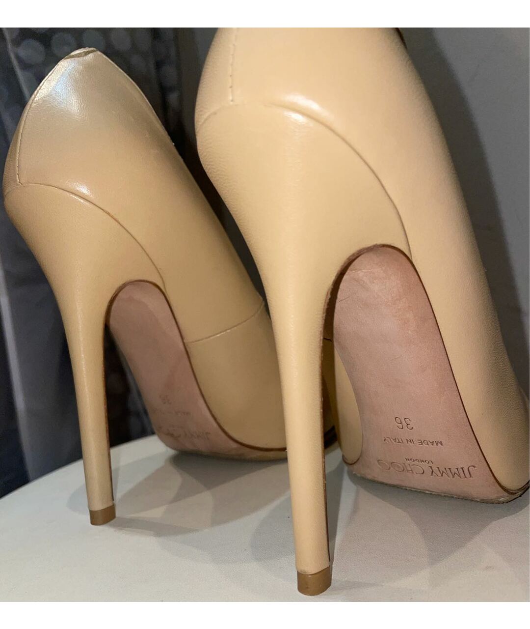 JIMMY CHOO Бежевые кожаные туфли, фото 4