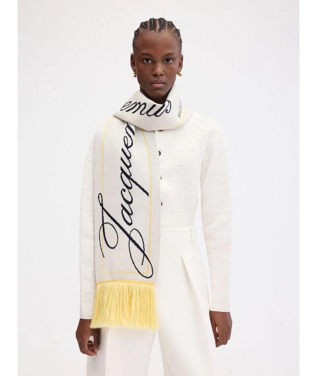 JACQUEMUS Бежевый шерстяной шарф, фото 2