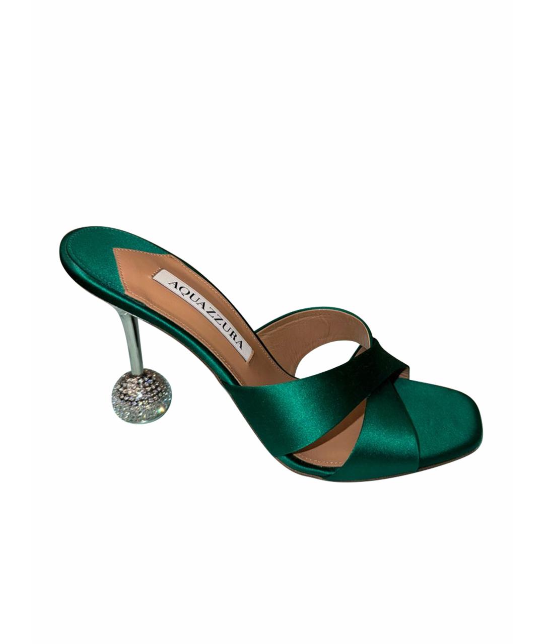 AQUAZZURA Зеленые текстильные мюли, фото 1