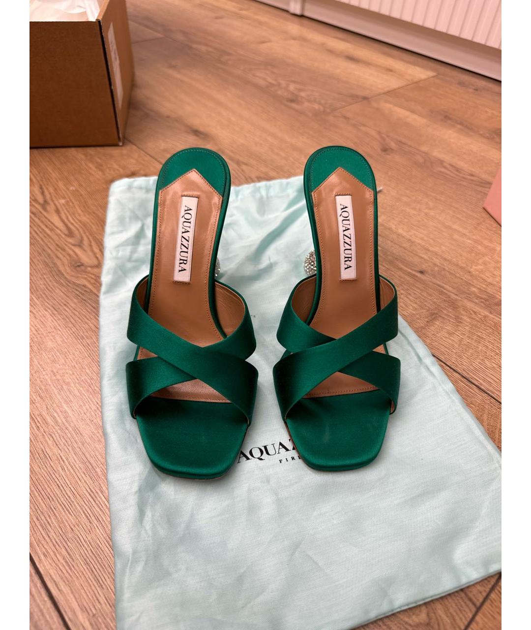 AQUAZZURA Зеленые текстильные мюли, фото 2