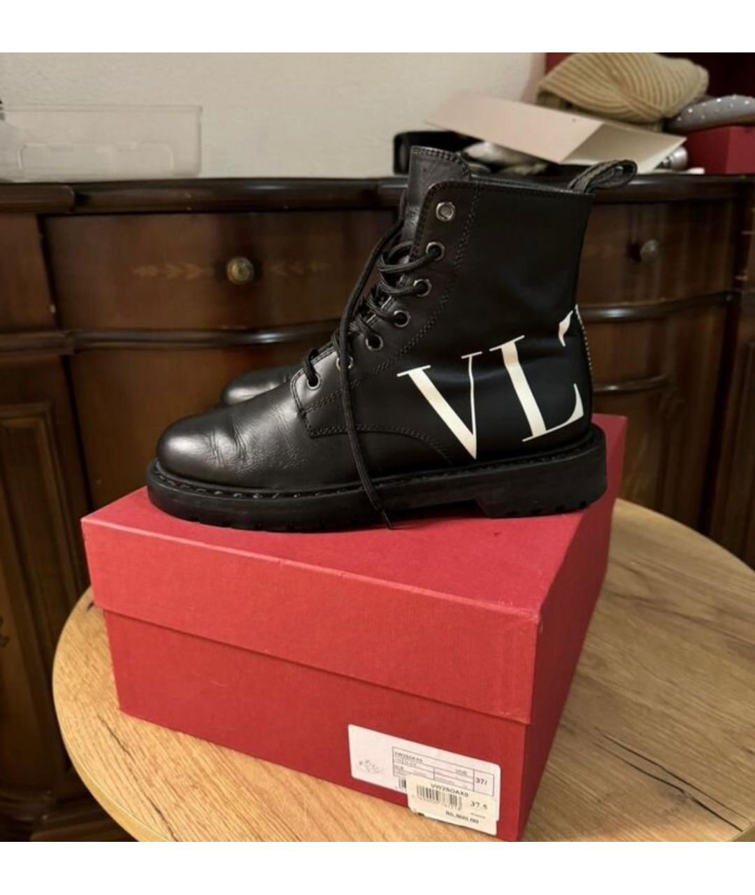 VALENTINO Черные кожаные ботинки, фото 6