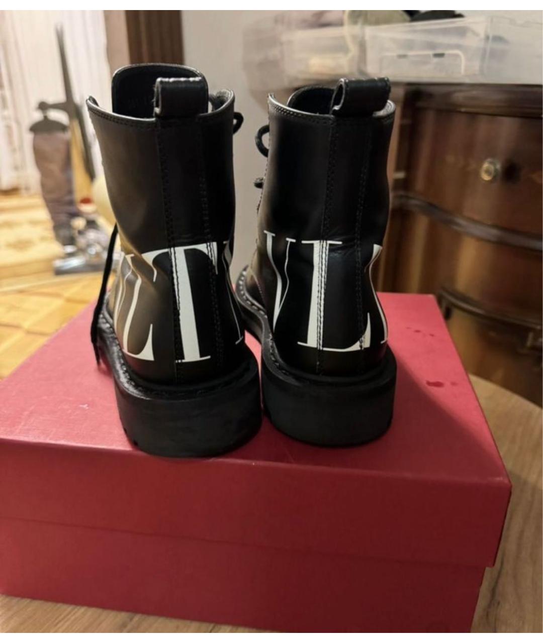 VALENTINO Черные кожаные ботинки, фото 4