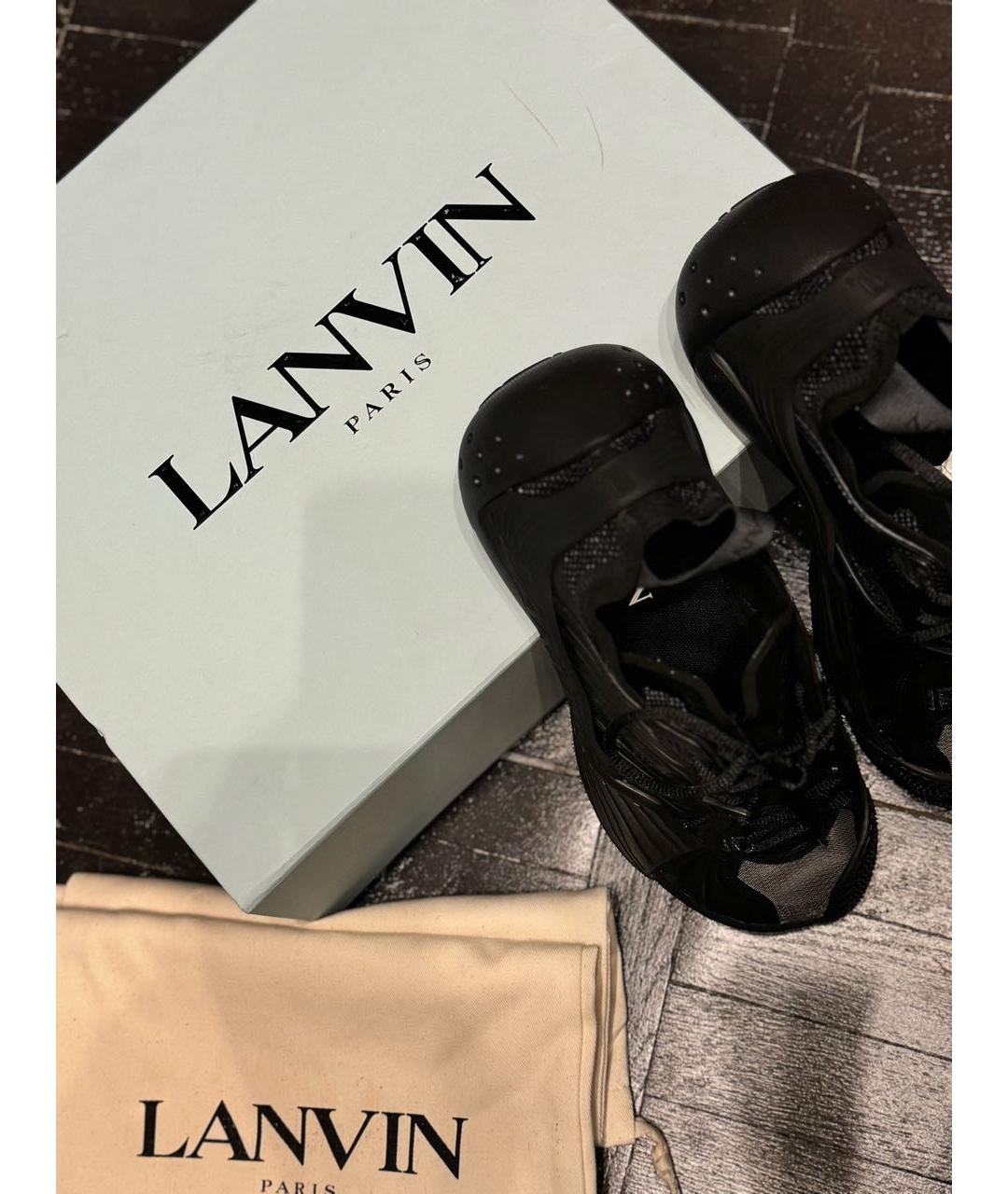 LANVIN Черные резиновые низкие кроссовки / кеды, фото 7