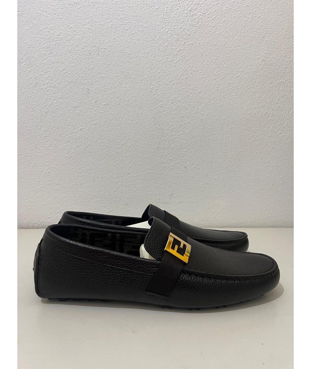 FENDI Черные кожаные мокасины, фото 6
