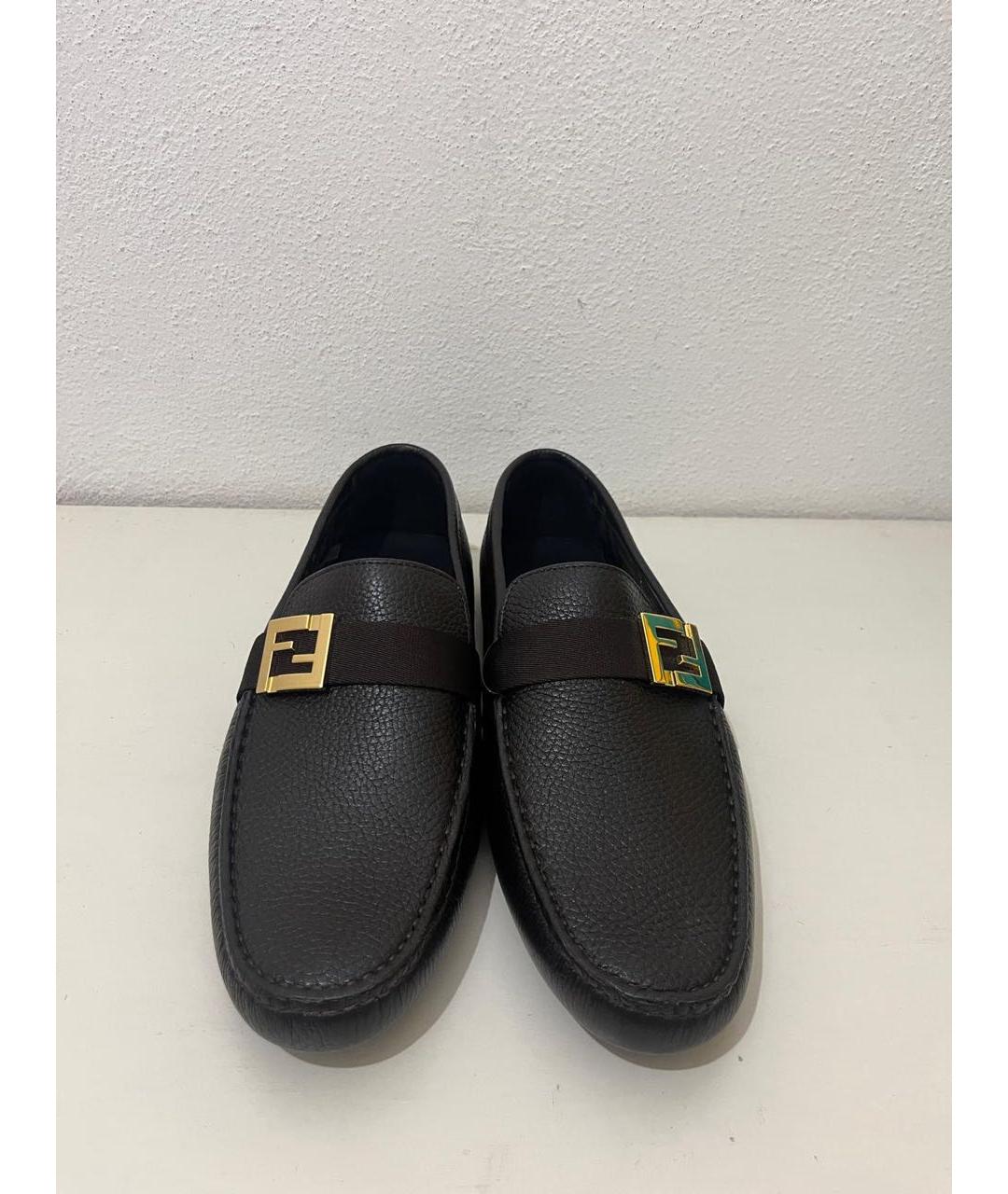 FENDI Черные кожаные мокасины, фото 3