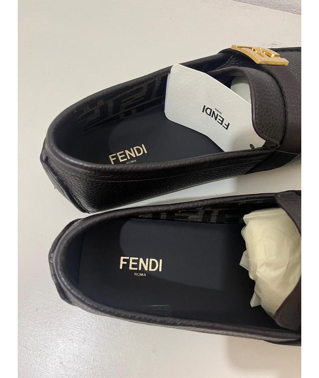 FENDI Черные кожаные мокасины, фото 4