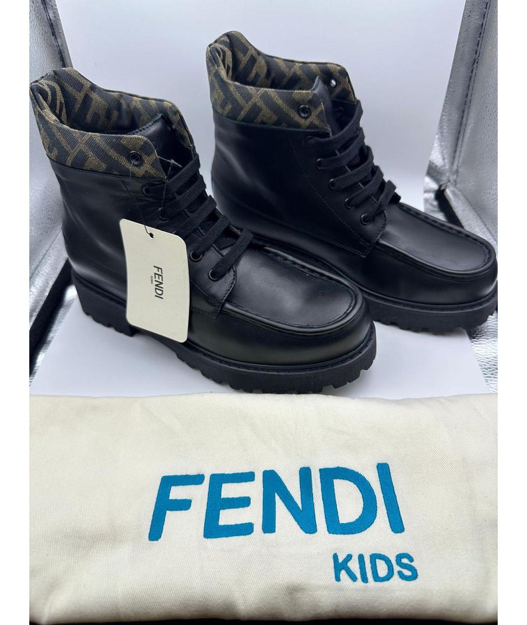 FENDI Черные кожаные ботинки, фото 5