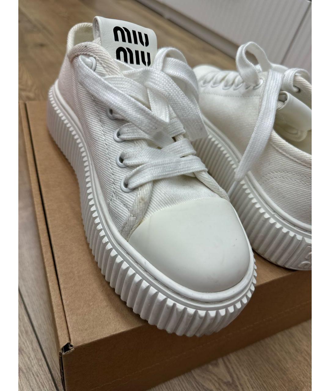 MIU MIU Белые текстильные кеды, фото 6