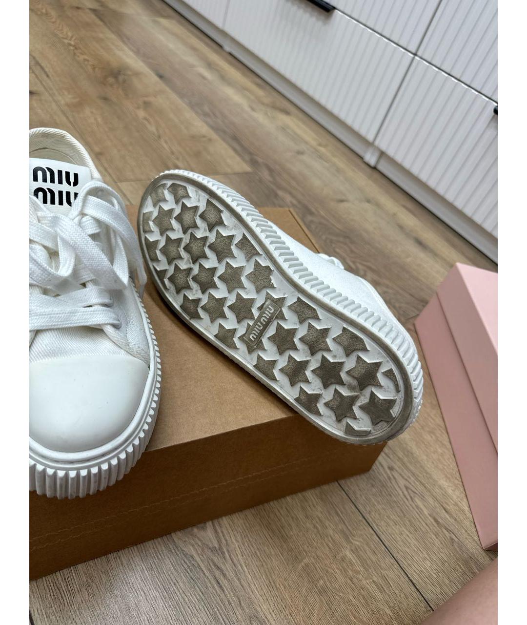 MIU MIU Белые текстильные кеды, фото 7