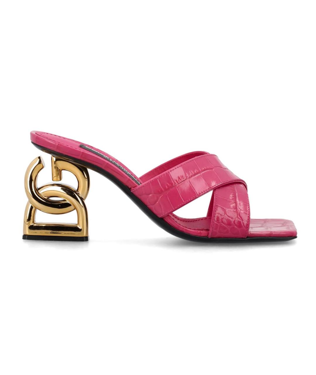 DOLCE&GABBANA Розовые мюли из лакированной кожи, фото 1