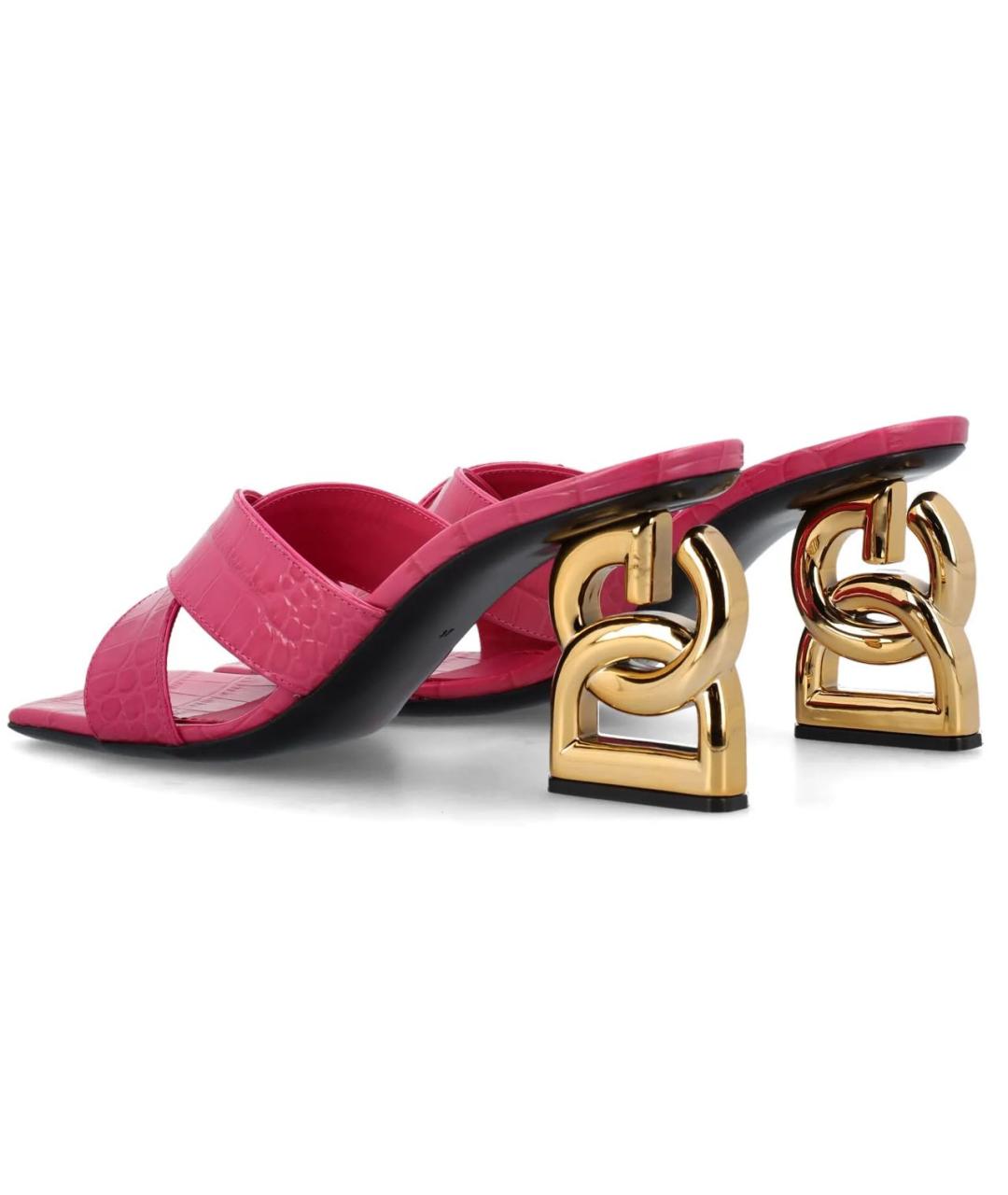 DOLCE&GABBANA Розовые мюли из лакированной кожи, фото 4