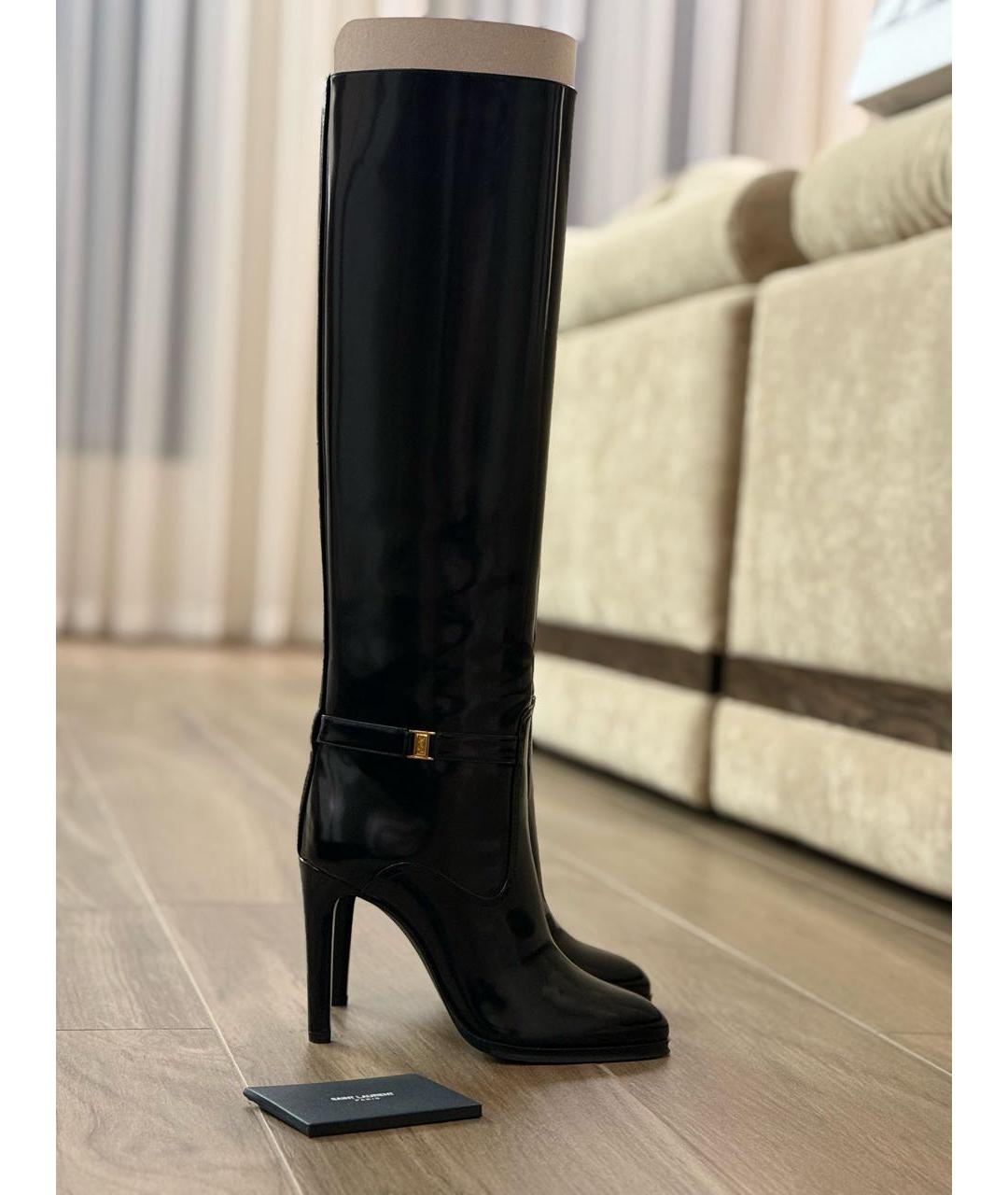 SAINT LAURENT Черные сапоги из лакированной кожи, фото 6