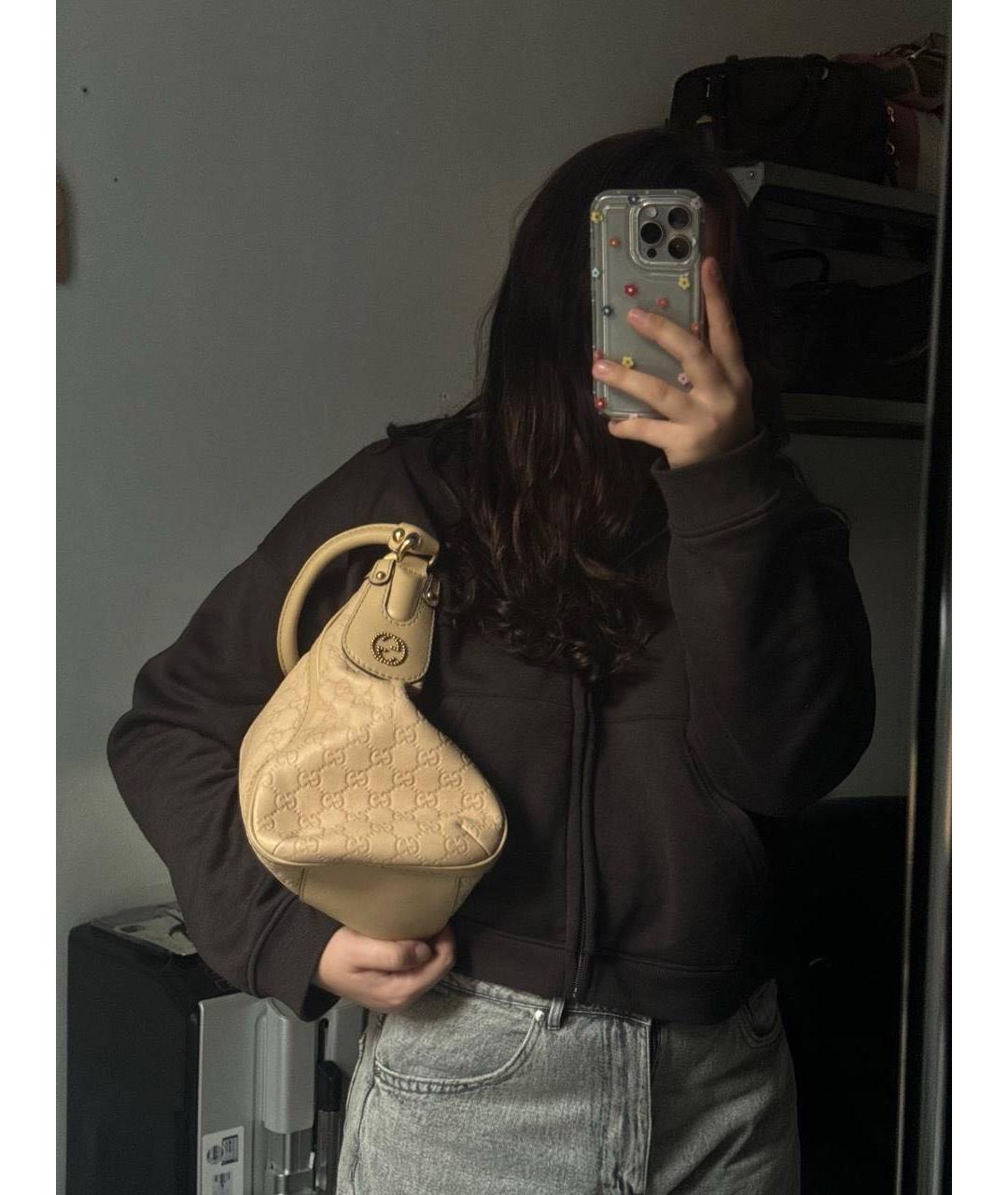 GUCCI Бежевая кожаная сумка через плечо, фото 3