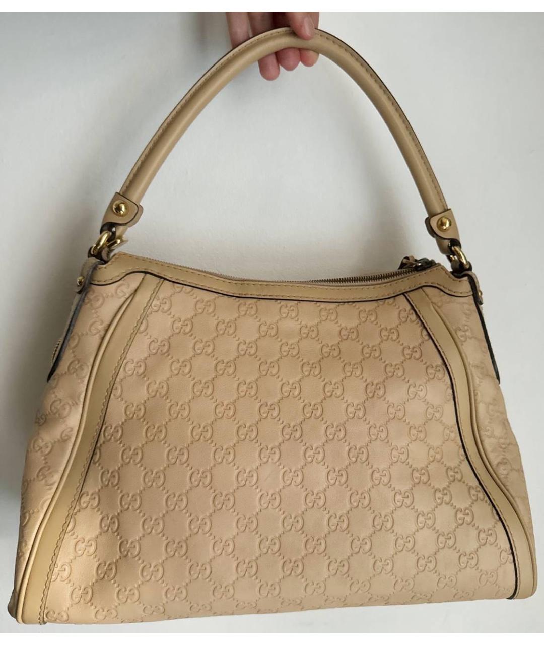 GUCCI Бежевая кожаная сумка через плечо, фото 2
