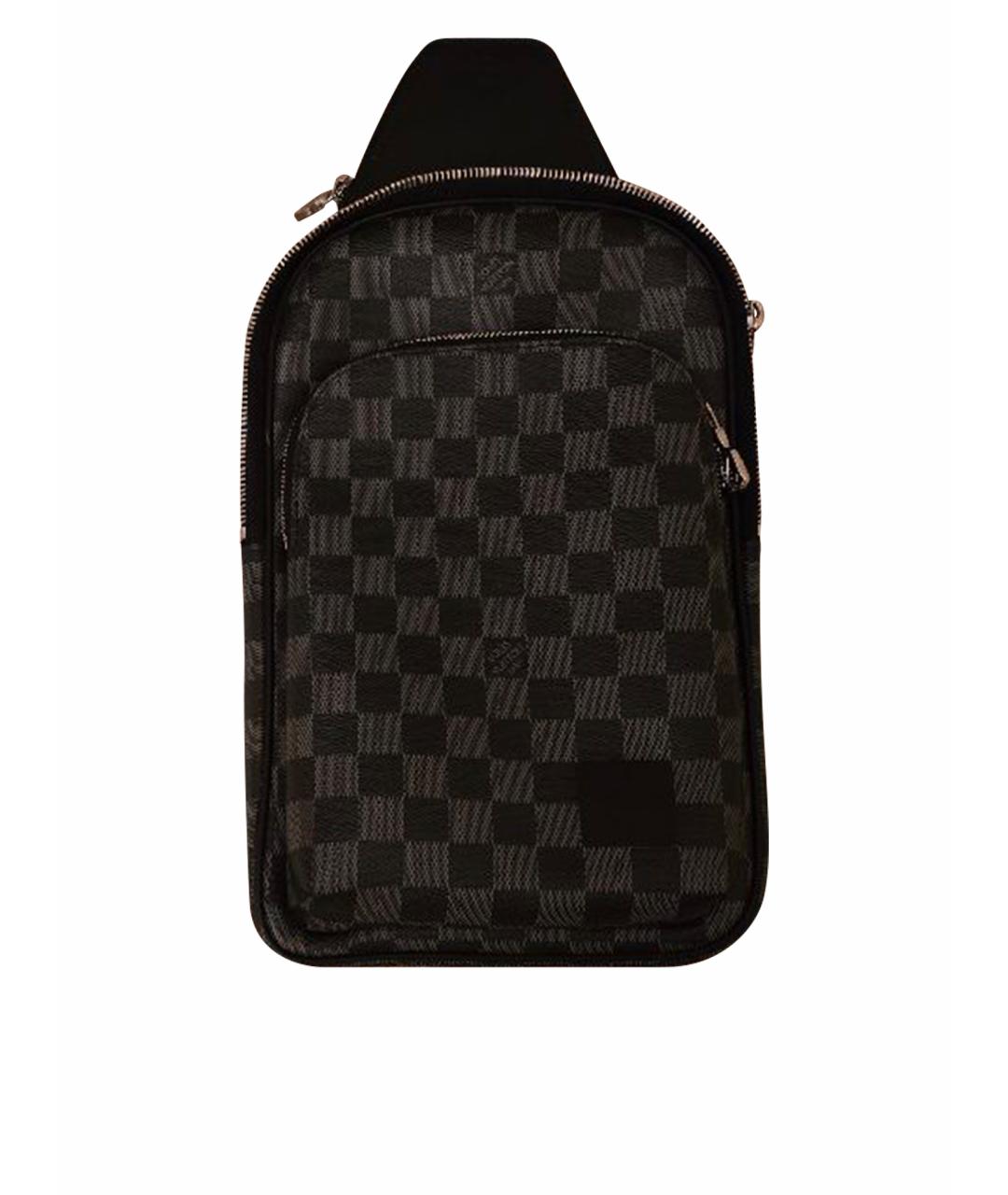 LOUIS VUITTON Черная кожаная барсетка, фото 1