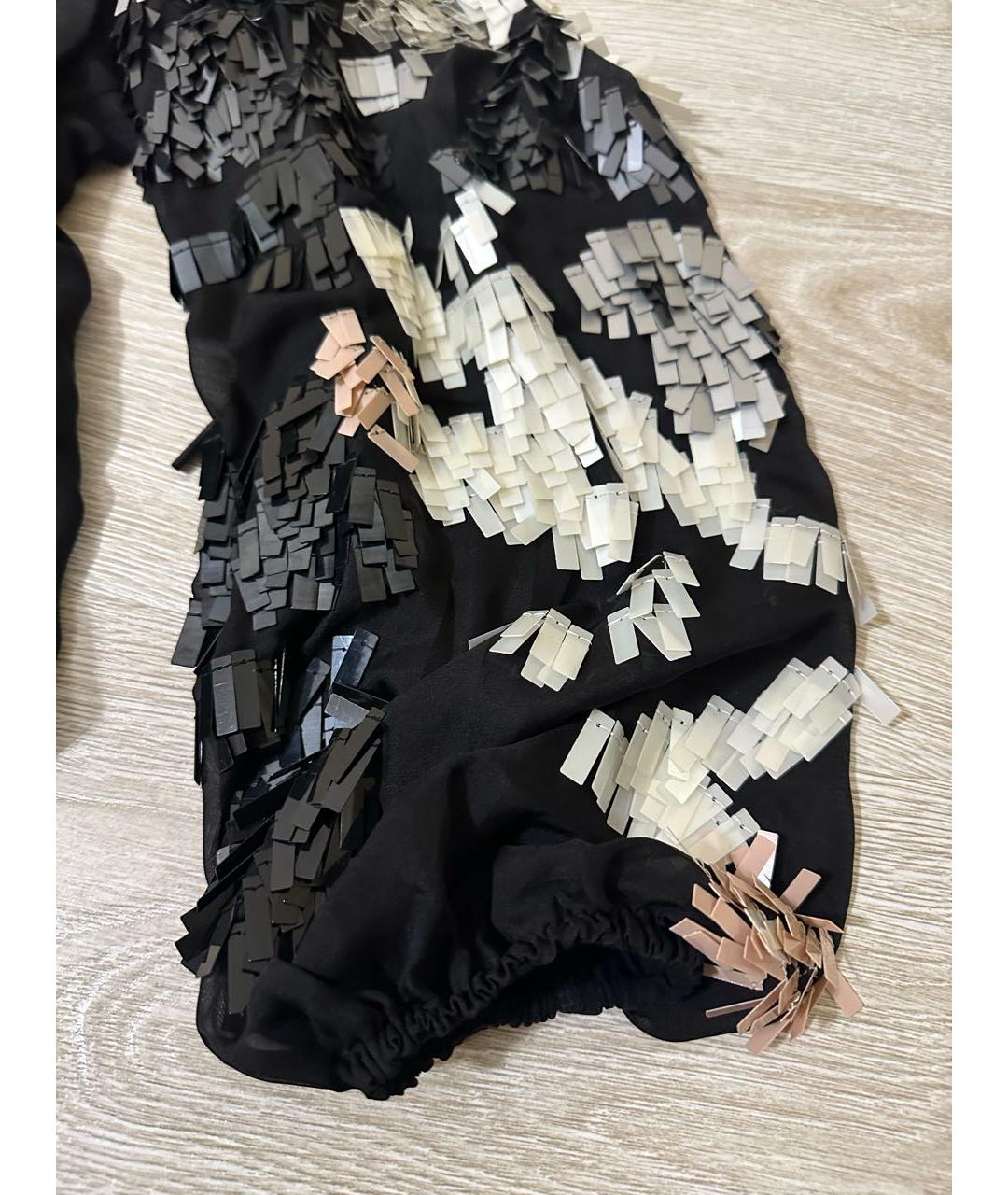LANVIN Черная шифоновая блузы, фото 8
