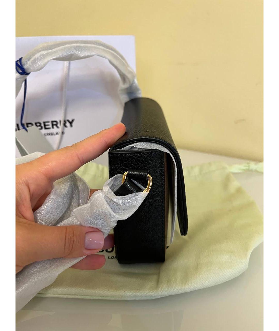 BURBERRY Черная кожаная сумка на плечо, фото 2