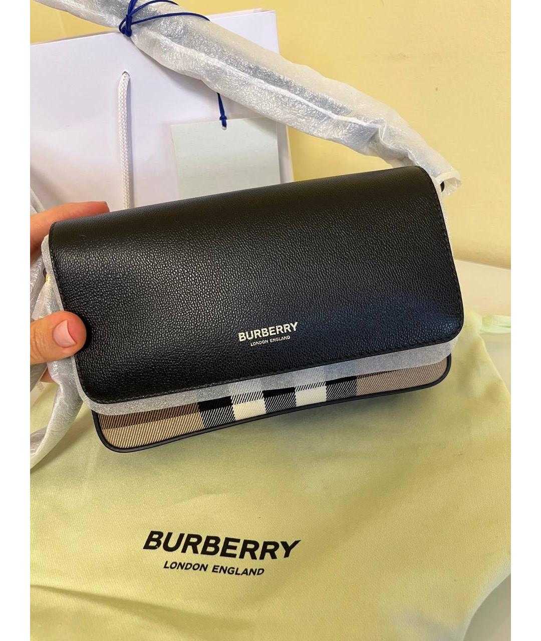 BURBERRY Черная кожаная сумка на плечо, фото 8
